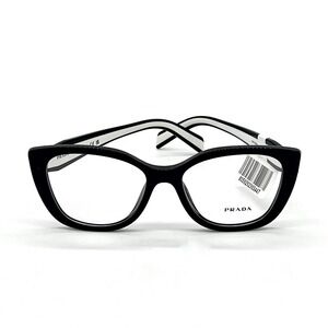PRADA PR B04V 16K1O1 Black & White Women's 53 mm Eyeglasses $370 NWT
